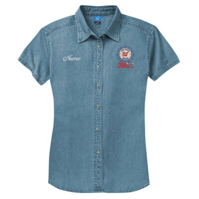 Ladies Short Sleeve Value Denim Shirt - Farris Wheel Logo Thumbnail
