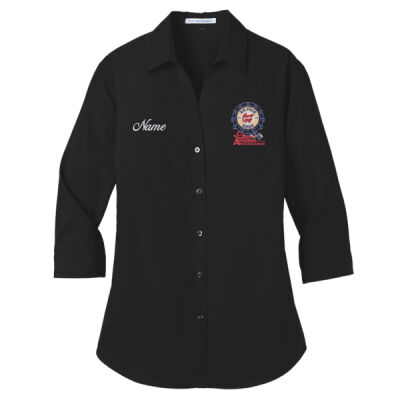 Ladies 3/4 Sleeve Carefree Poplin Shirt - Farris Wheel Logo Thumbnail